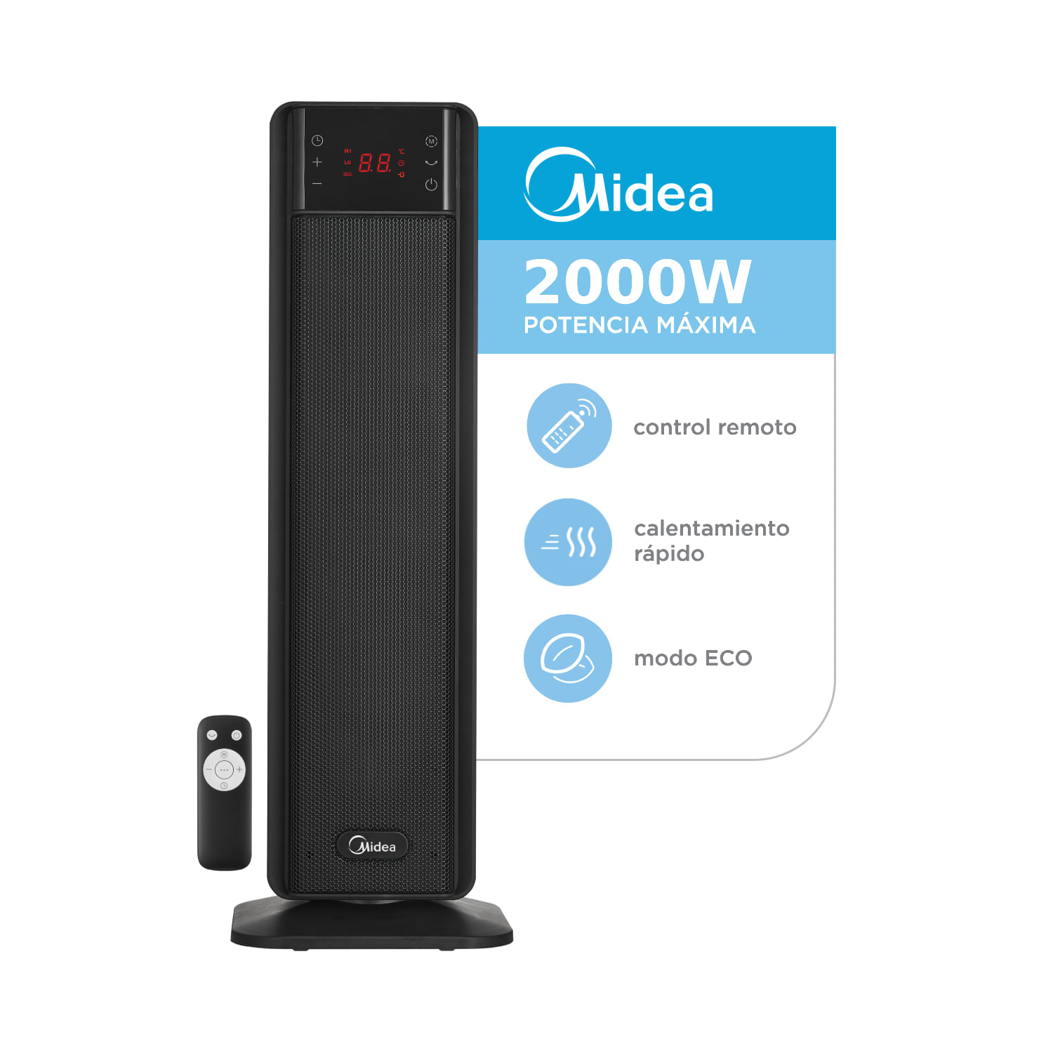 Calefactor Midea Torre Radiante Tch-2kw-Ar1 Ceramica 2000